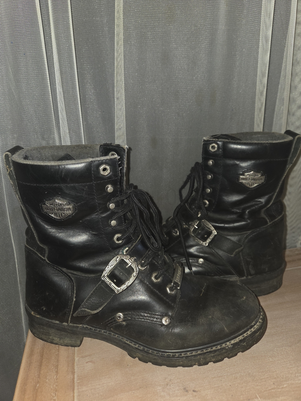 Vintage Harley-Davidson Black Leather Faded Glory  Motorcycle Boots Mens Size 9